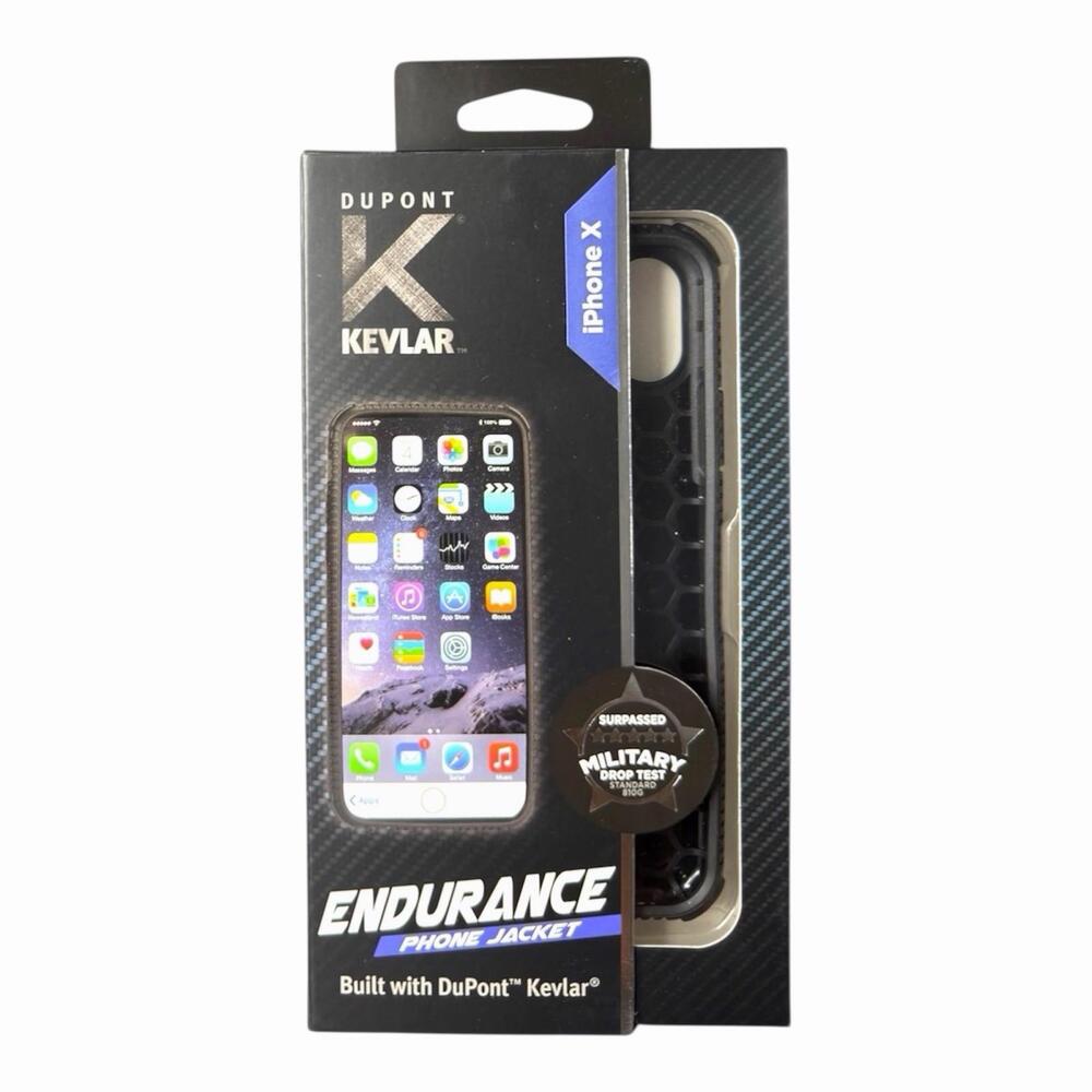 iPhone X Case BLK DuPont Kevlar Endurance Phone Jacket Military Grade Drop Test
